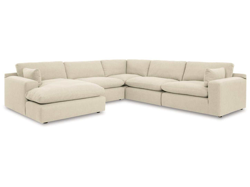 Elyza Linen 5pc Sectional Sofa w/ LAF Corner Chaise - Ornate Home