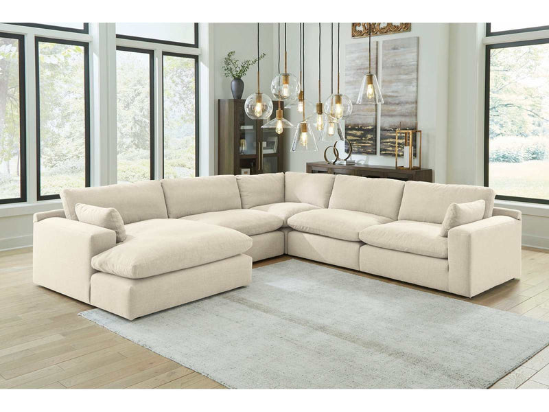 Elyza Linen 5pc Sectional Sofa w/ LAF Corner Chaise - Ornate Home