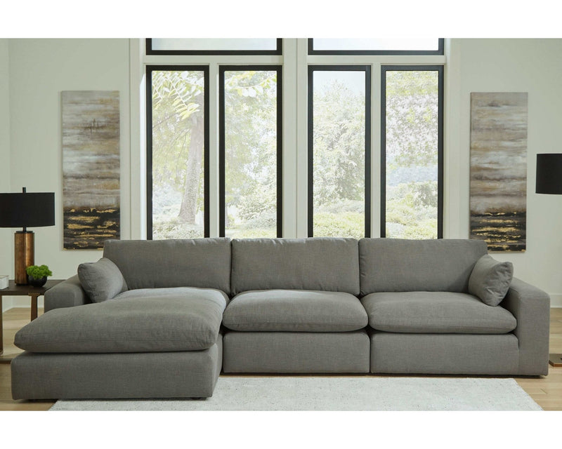 Elyza Smoke 3pc Sectional Sofa w/ LAF Corner Chaise - Ornate Home