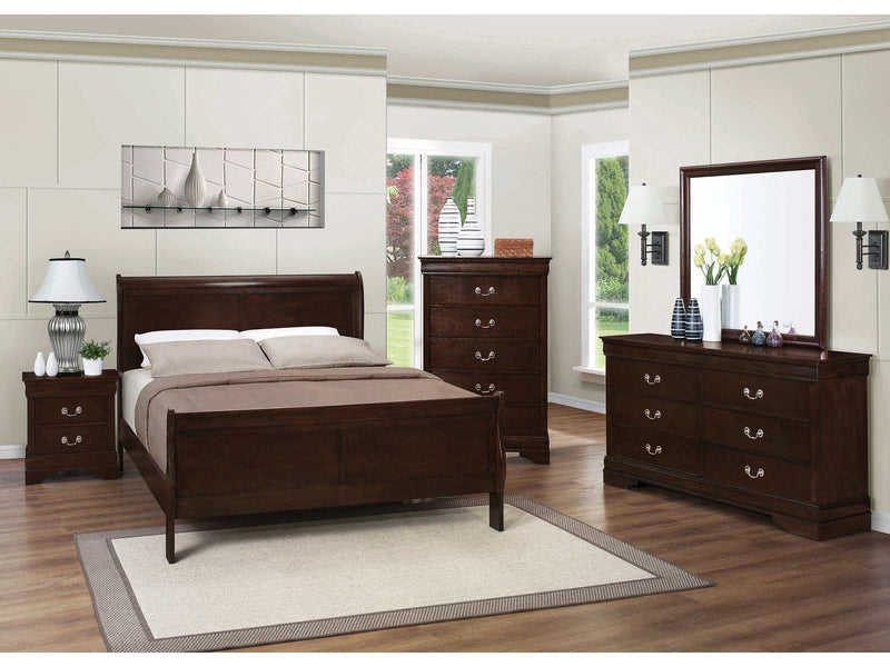 Louis Philippe Warm Brown 4pc Full Bedroom Set - Ornate Home