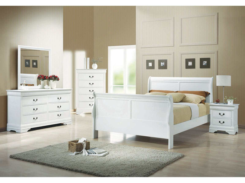 Louis Philippe White 5pc Queen Panel Bedroom Set - Ornate Home