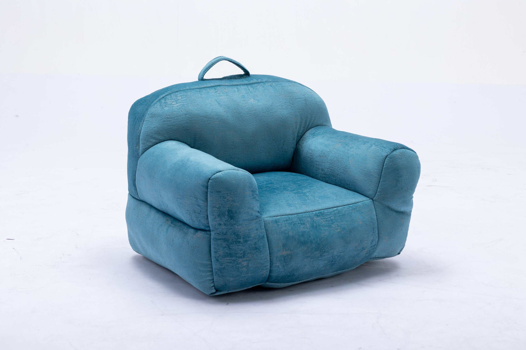 King Kid's Blue Velvet Bean Bag Chair - Ornate Home