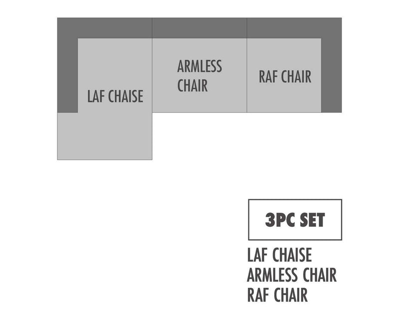 Elyza Smoke 3pc Sectional Sofa w/ LAF Corner Chaise - Ornate Home