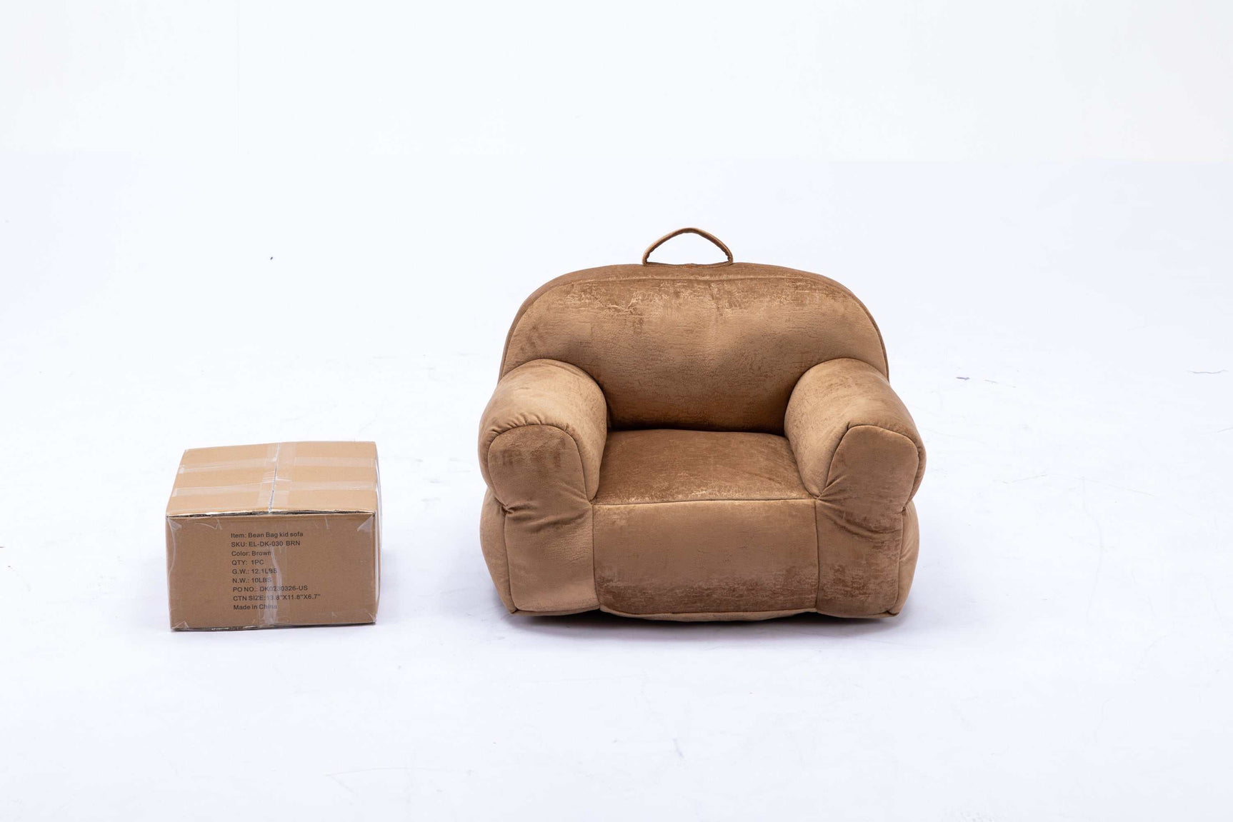 King Kids' Brown Velvet Bean Bag Chair - Ornate Home