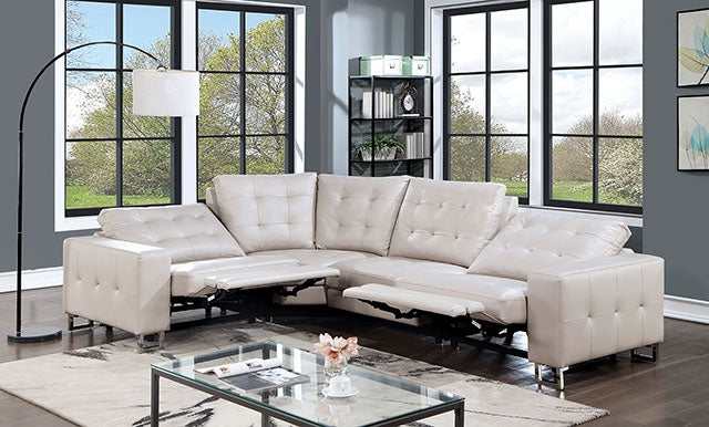 Abberton Beige Power Sectional - Ornate Home