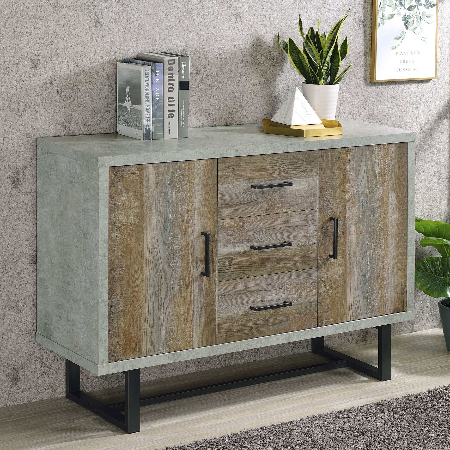 Abelardo Weathered Oak / Cement Accent Cabinet - Ornate Home