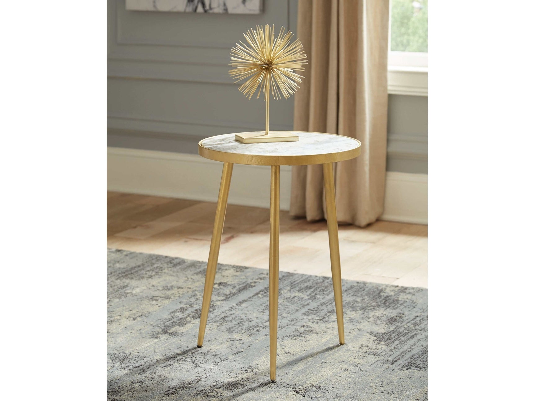Ada White & Gold Round Accent Table - Ornate Home
