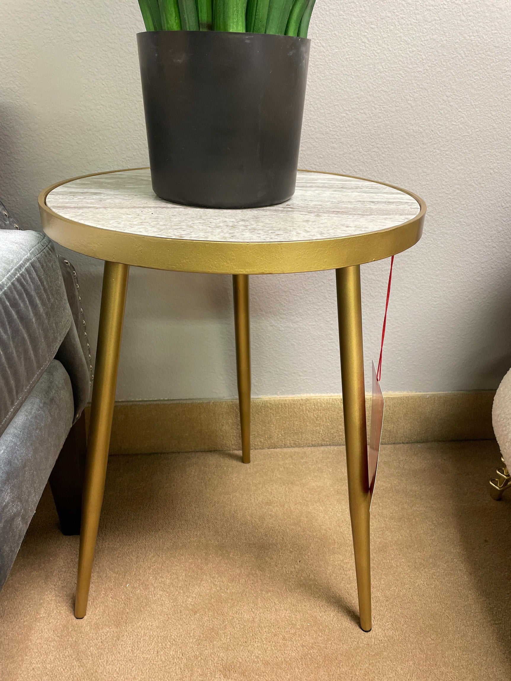 Ada White & Gold Round Accent Table - Ornate Home