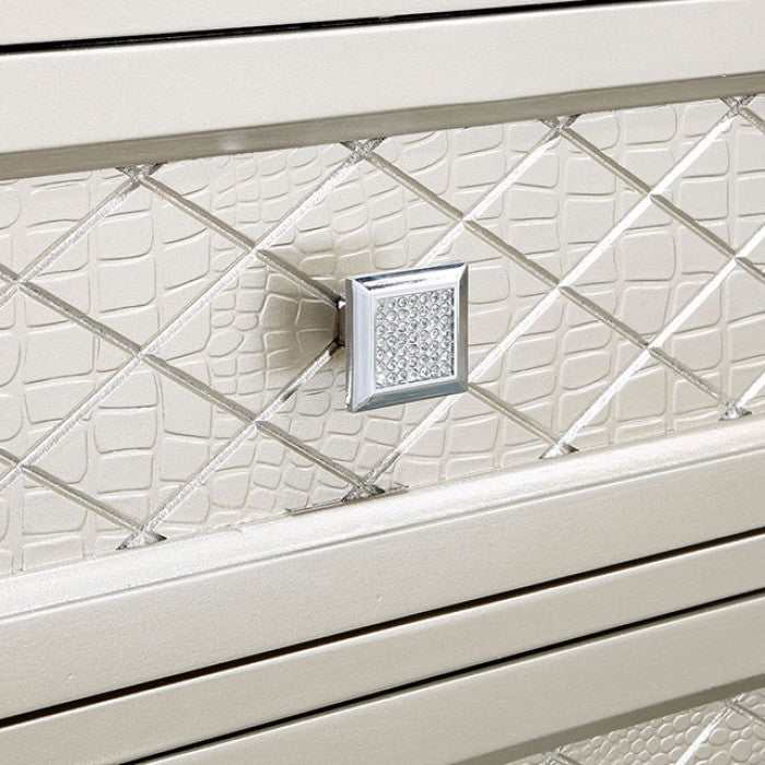 Adelina Champagne/Warm Gray Dining Set w/ 18" Leaf Table - Ornate Home