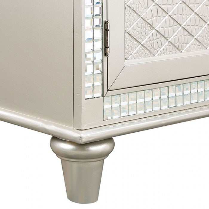 Adelina Champagne/Warm Gray Dining Set w/ 18" Leaf Table - Ornate Home