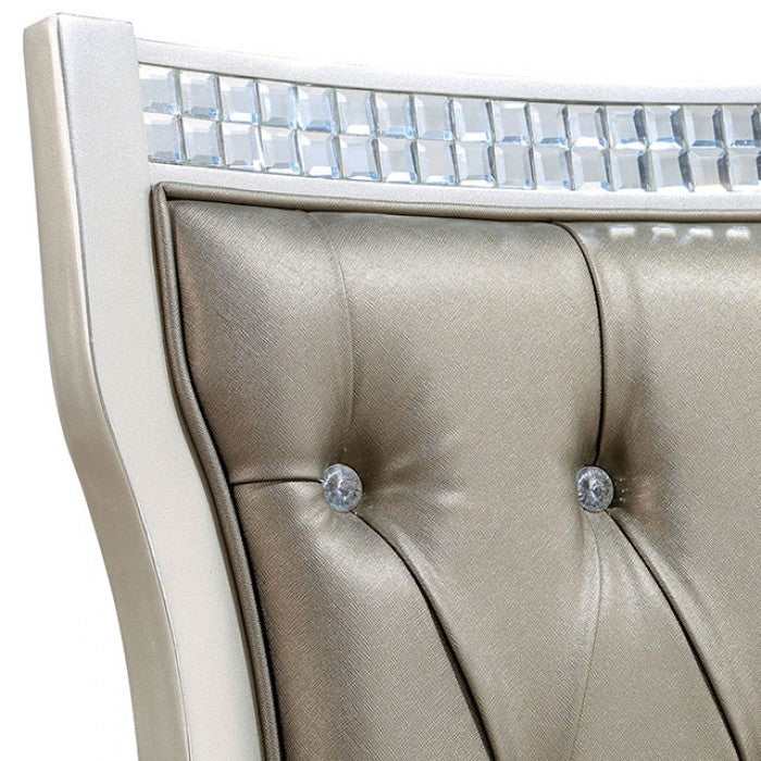 Adelina Champagne/Warm Gray Dining Set w/ 18" Leaf Table - Ornate Home