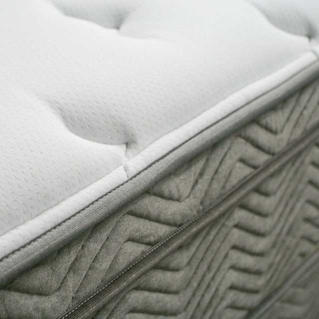 Afton White/Gray 12" Euro Box Pocket Coil California King Mattress - Ornate Home