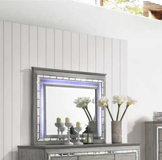 Alanis Gray Mirror w/ LED Light - Ornate Home
