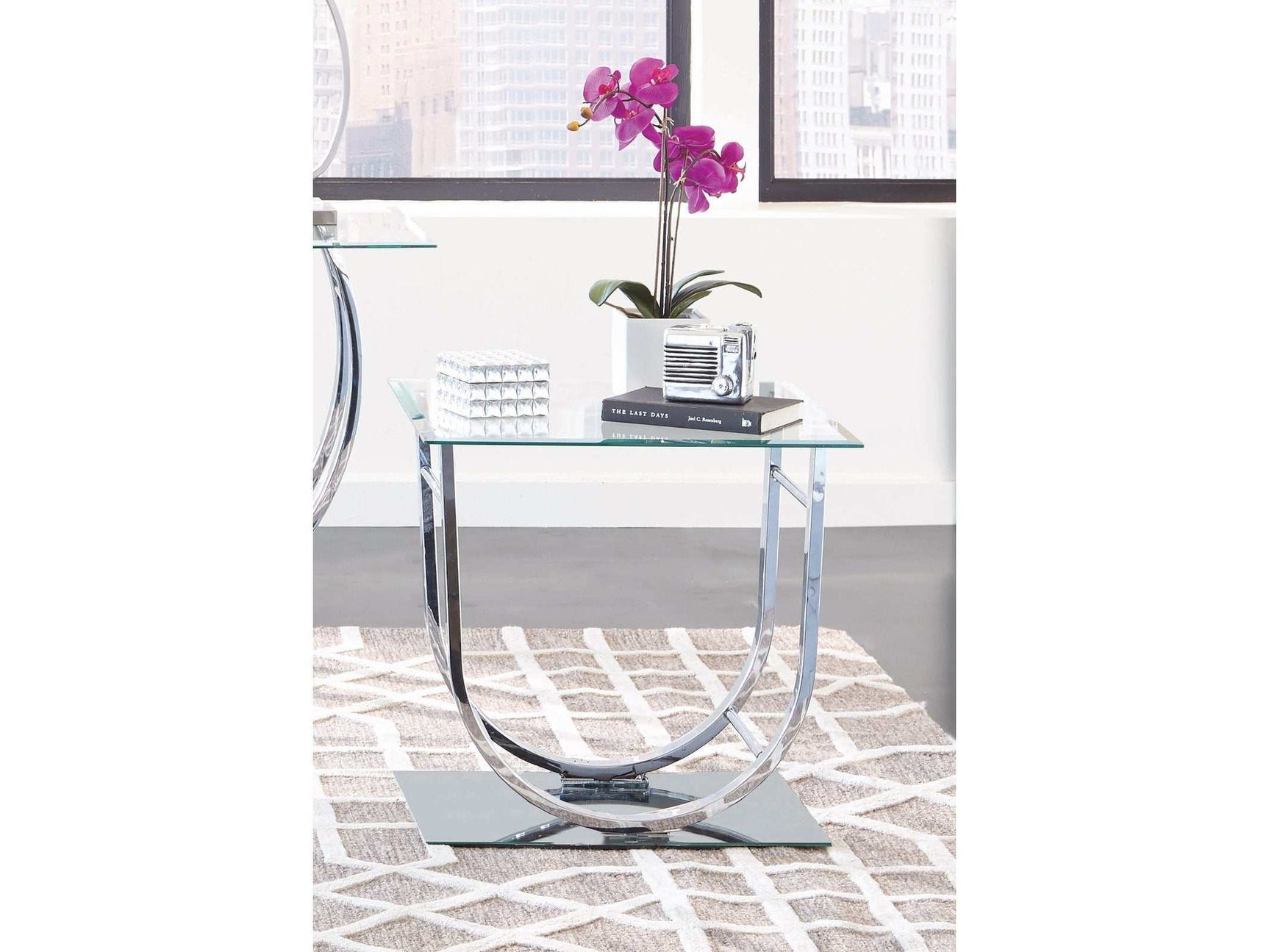 Alfie Chrome U Shaped End Table - Ornate Home
