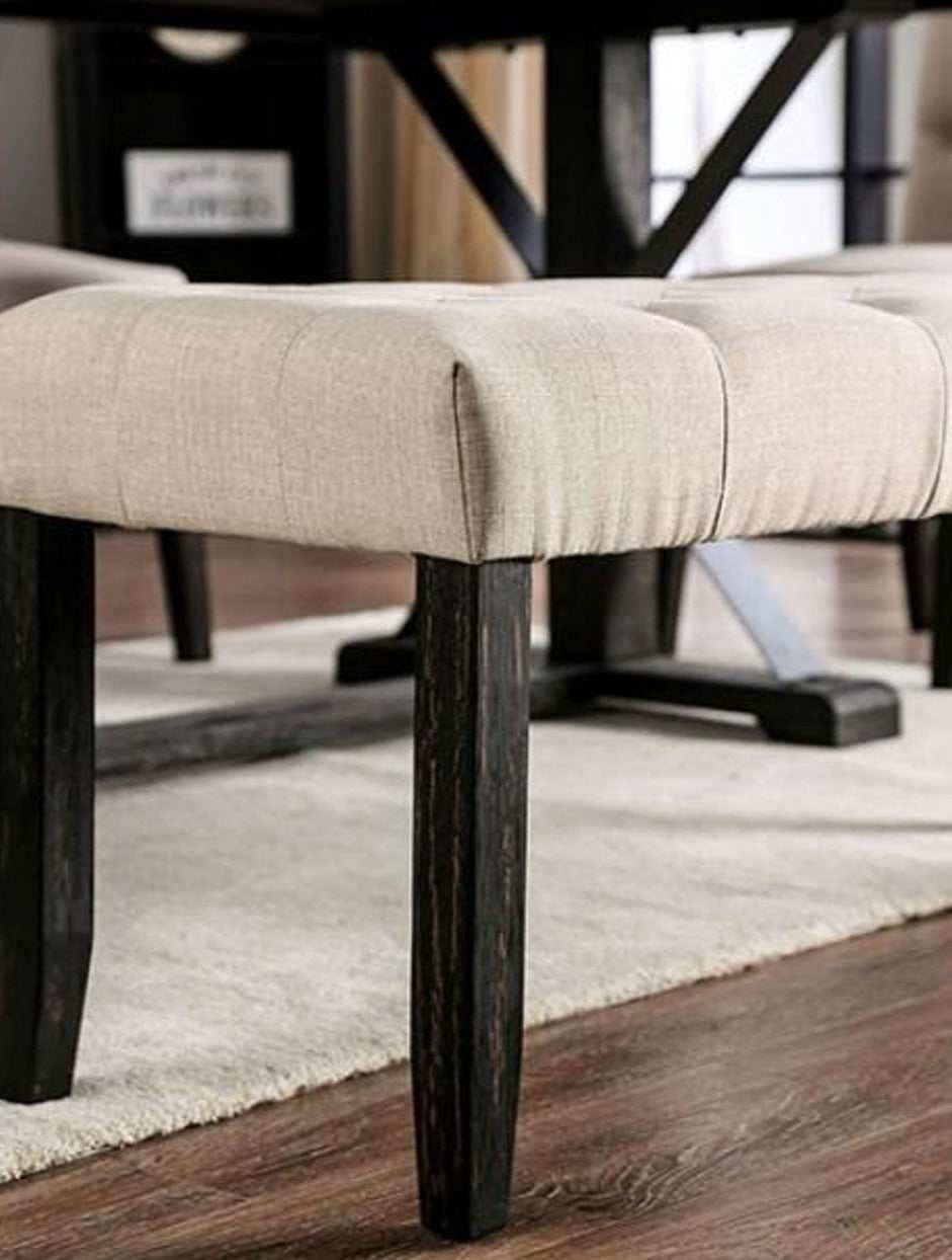 Alfred Antique Black & Ivory Bench - Ornate Home