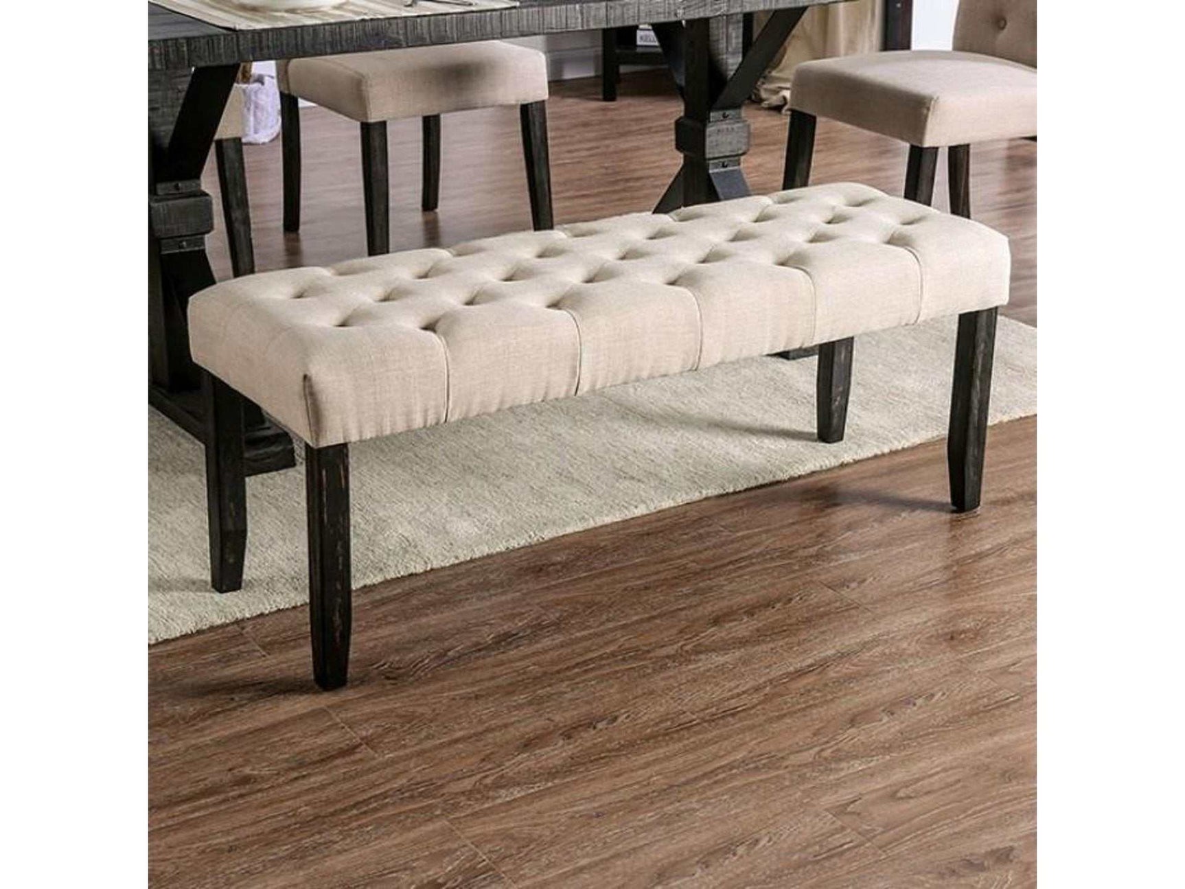 Alfred Antique Black & Ivory Bench - Ornate Home