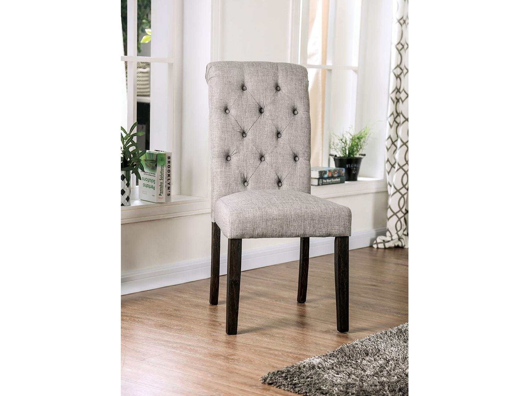 Alfred Antique Black & Light Gray Dining Chair (Set of 2) - Ornate Home