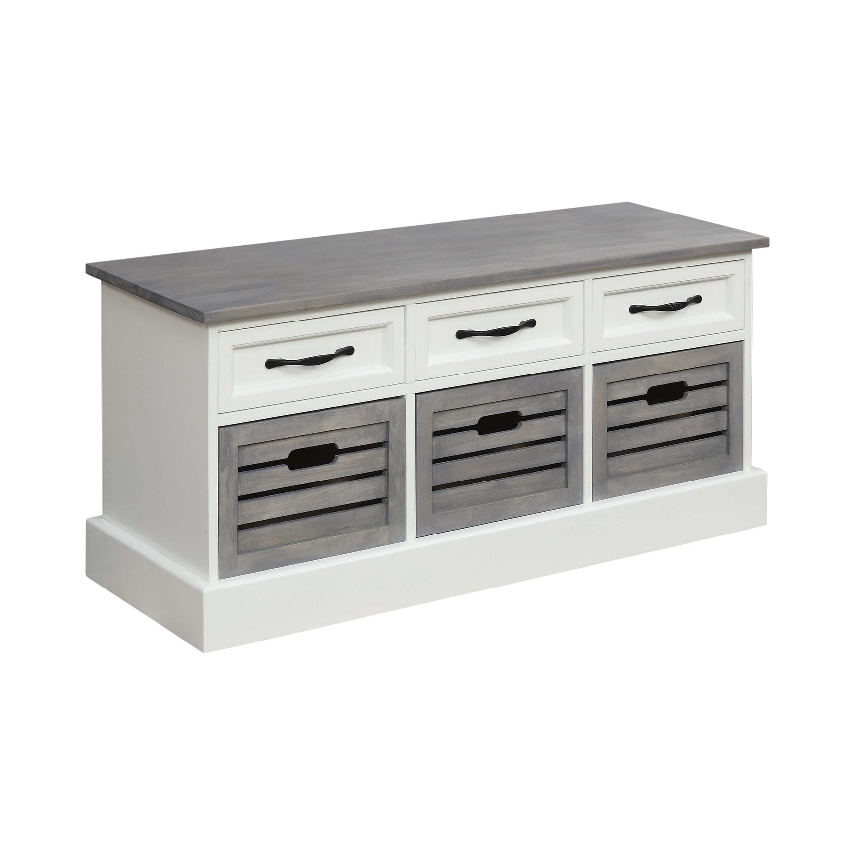 Alma White & Weathered Grey Storage Bench - Ornate Home