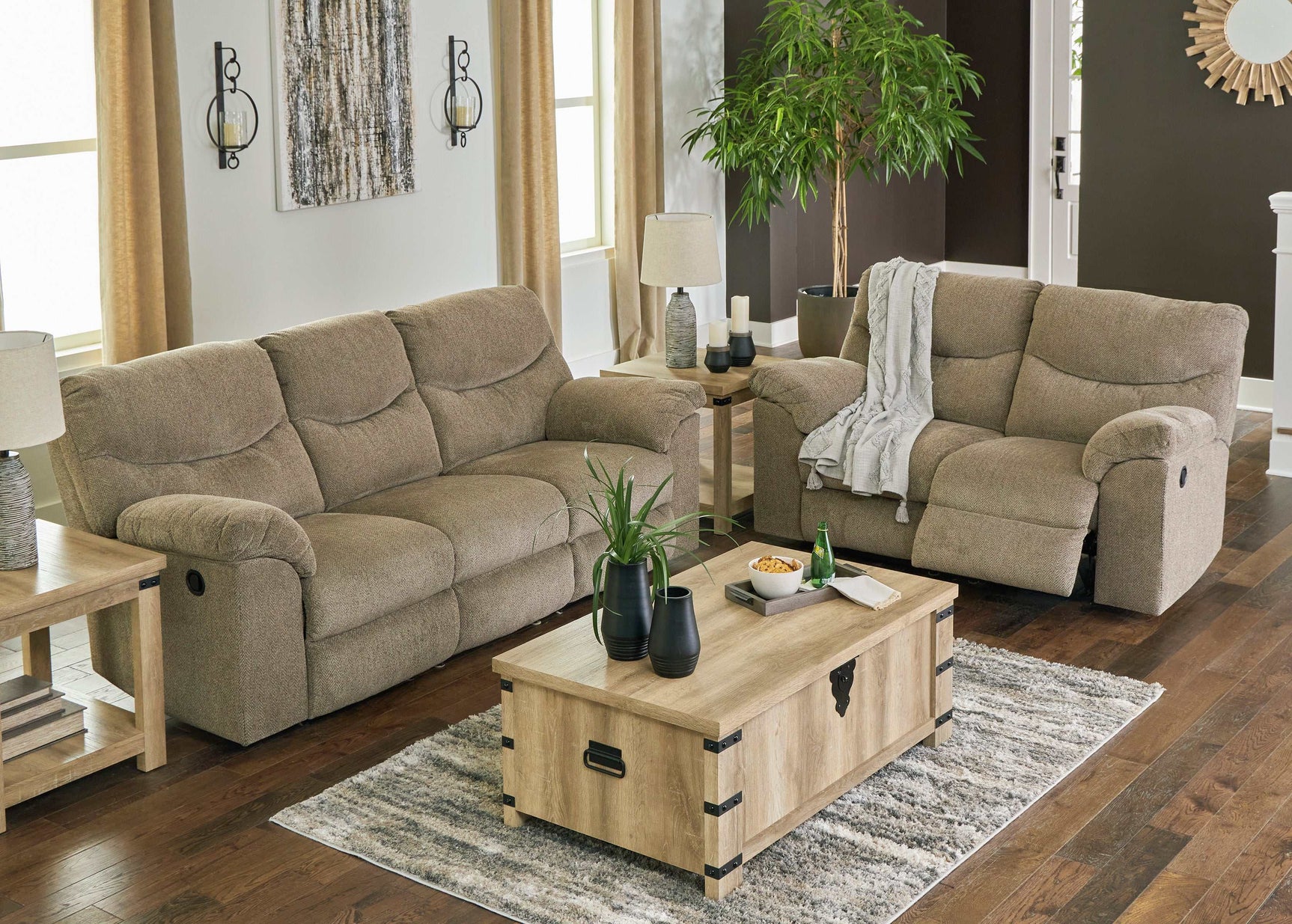 Alphons Manual Reclining Sofa & Loveseat Set - Ornate Home