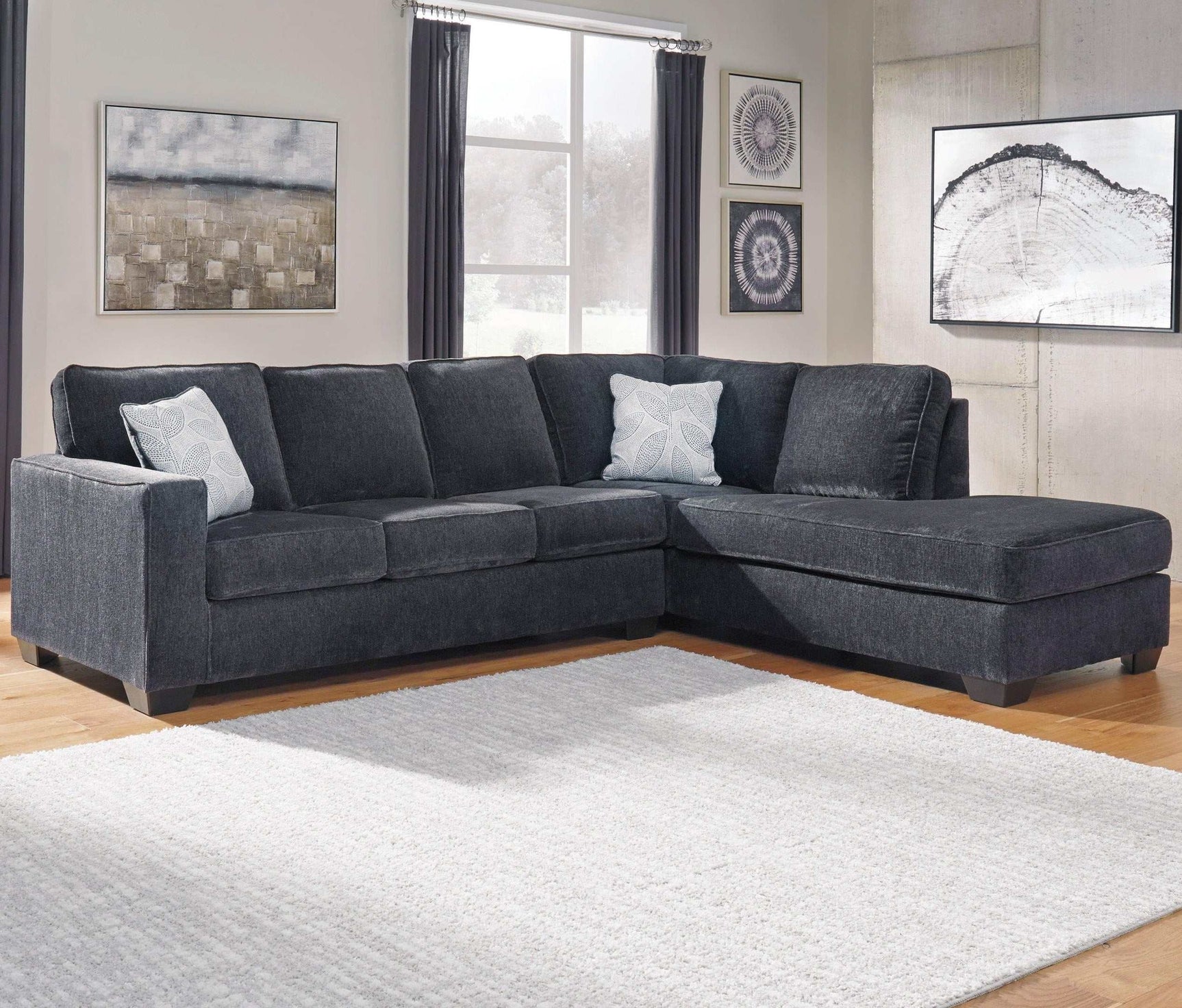 Altari Slate 2pc Sectional Sofa w/ Chaise - Ornate Home