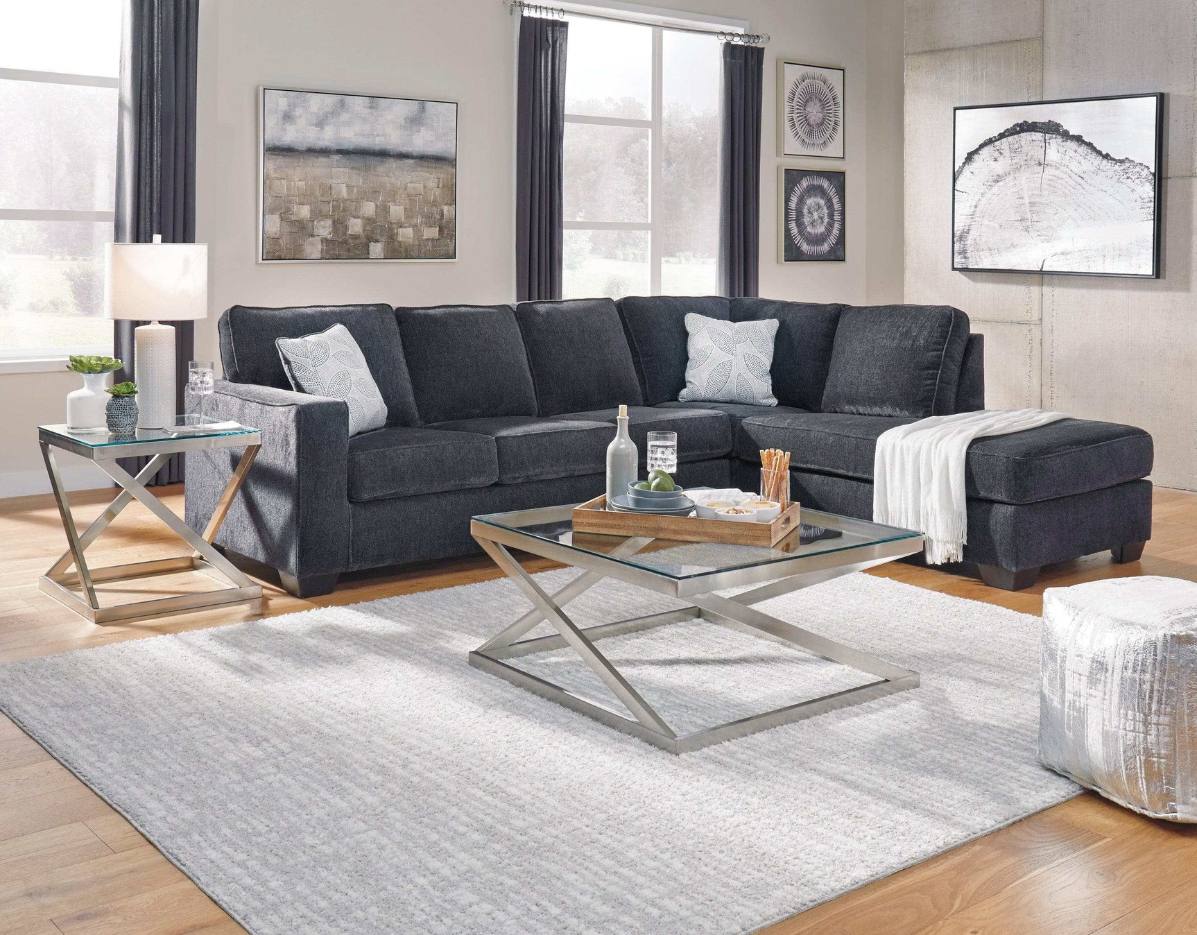 Altari Slate 2pc Sectional Sofa w/ Chaise - Ornate Home