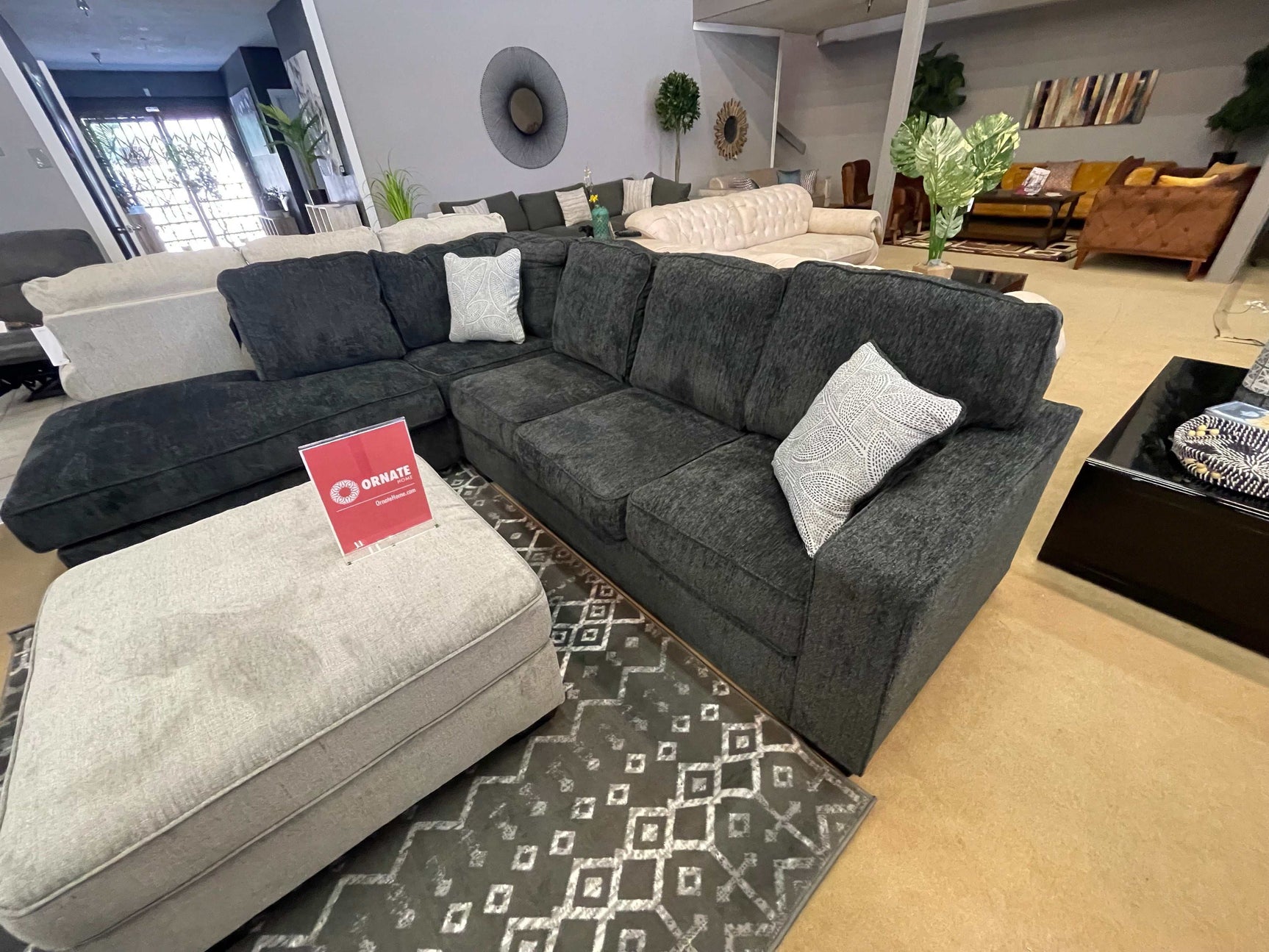 Altari Slate 2pc Sectional Sofa w/ Chaise - Ornate Home