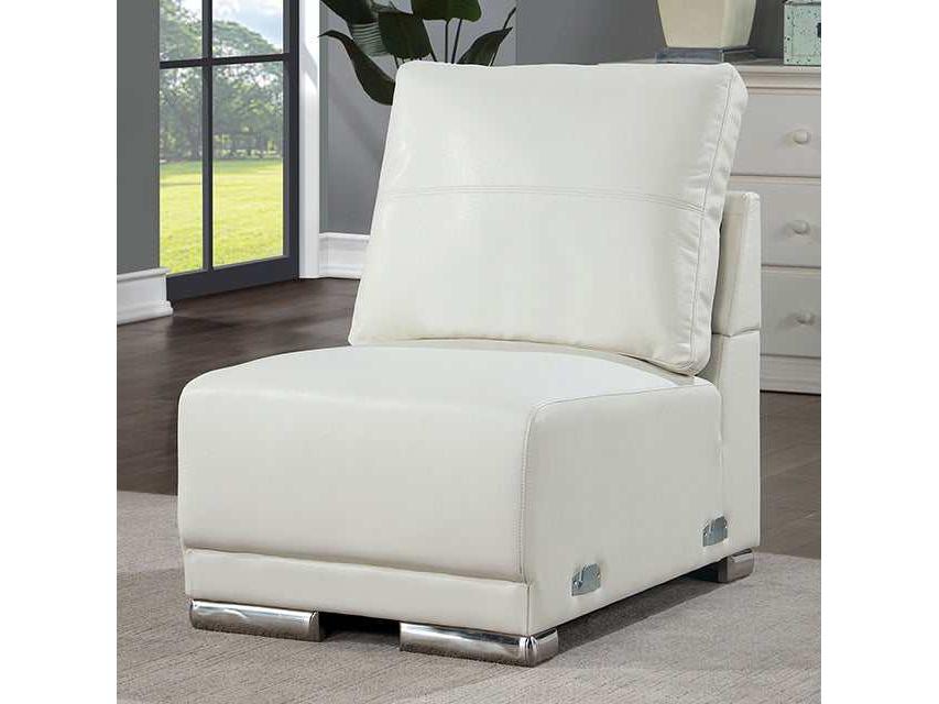 Althea White Leatherette Armless Chair - Ornate Home