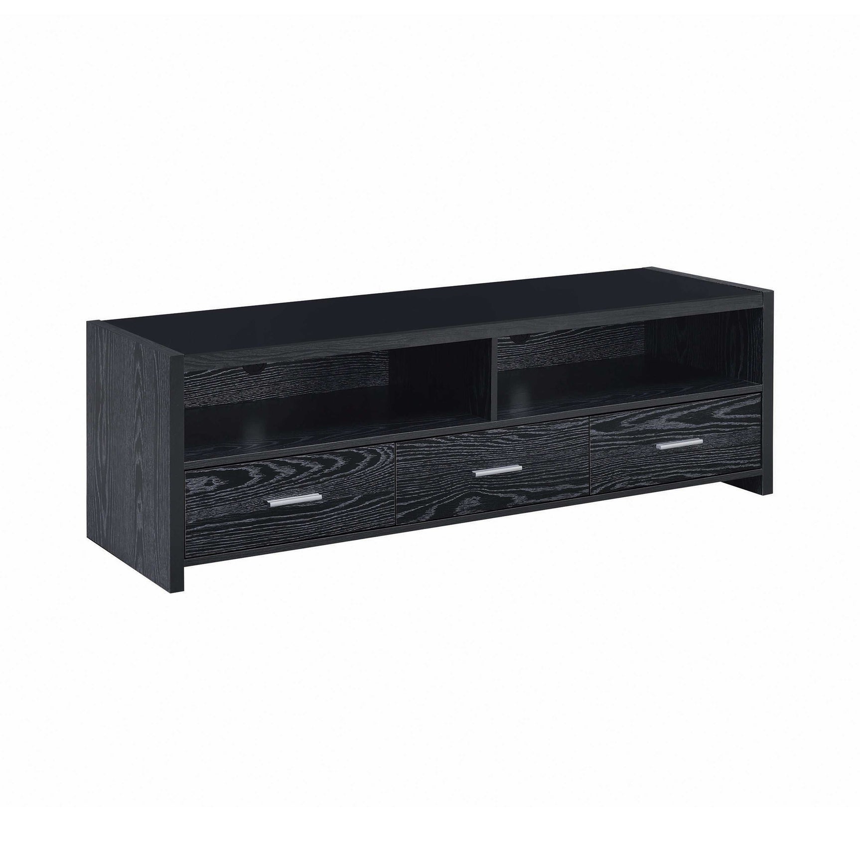 Alton Black Oak 3 Drawer TV Console 62″ - Ornate Home