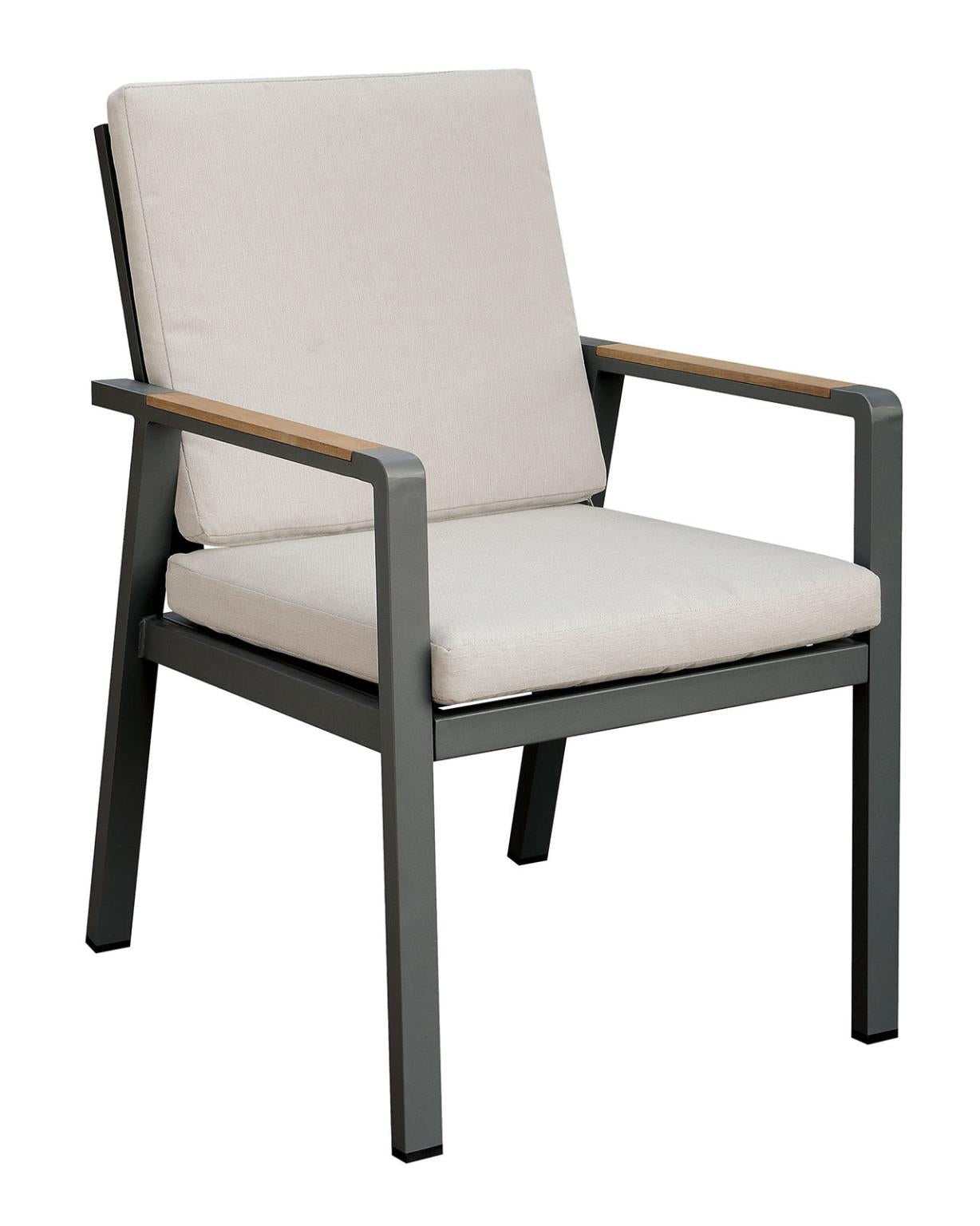 Alycia Beige & Gray Patio Arm Chairs (Set of 6) - Ornate Home