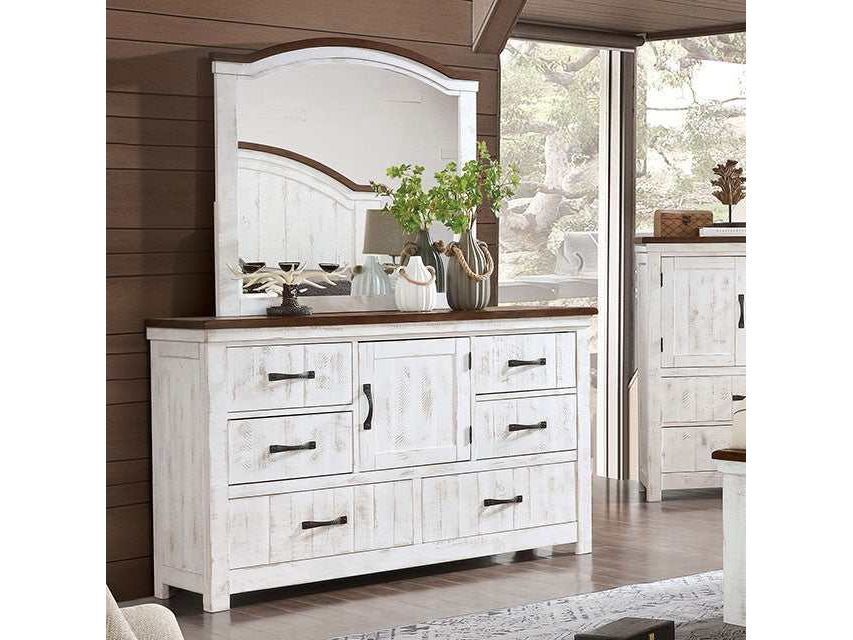 Alyson Distressed White/Walnut Dresser - Ornate Home