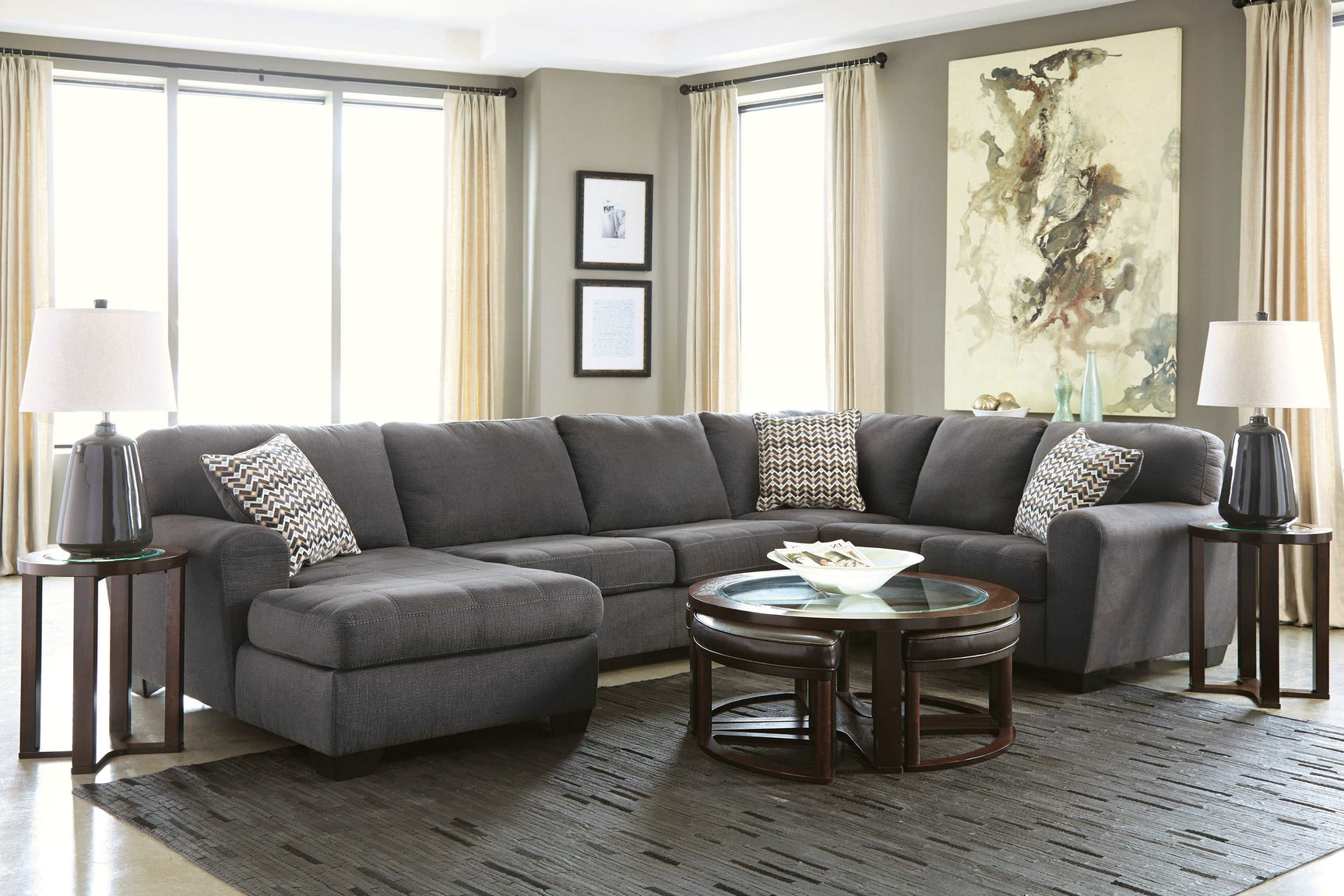 Ambee Slate 3pc LAF Chaise Sectional - Ornate Home