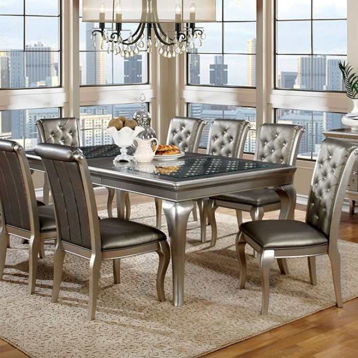 Amina Champagne Dining Room Set / 7pc - Ornate Home