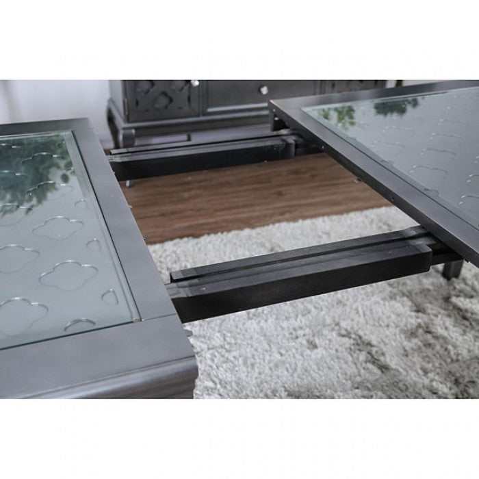 Amina Gray Rectangular Dining Table w/ 18" Leaf - Ornate Home