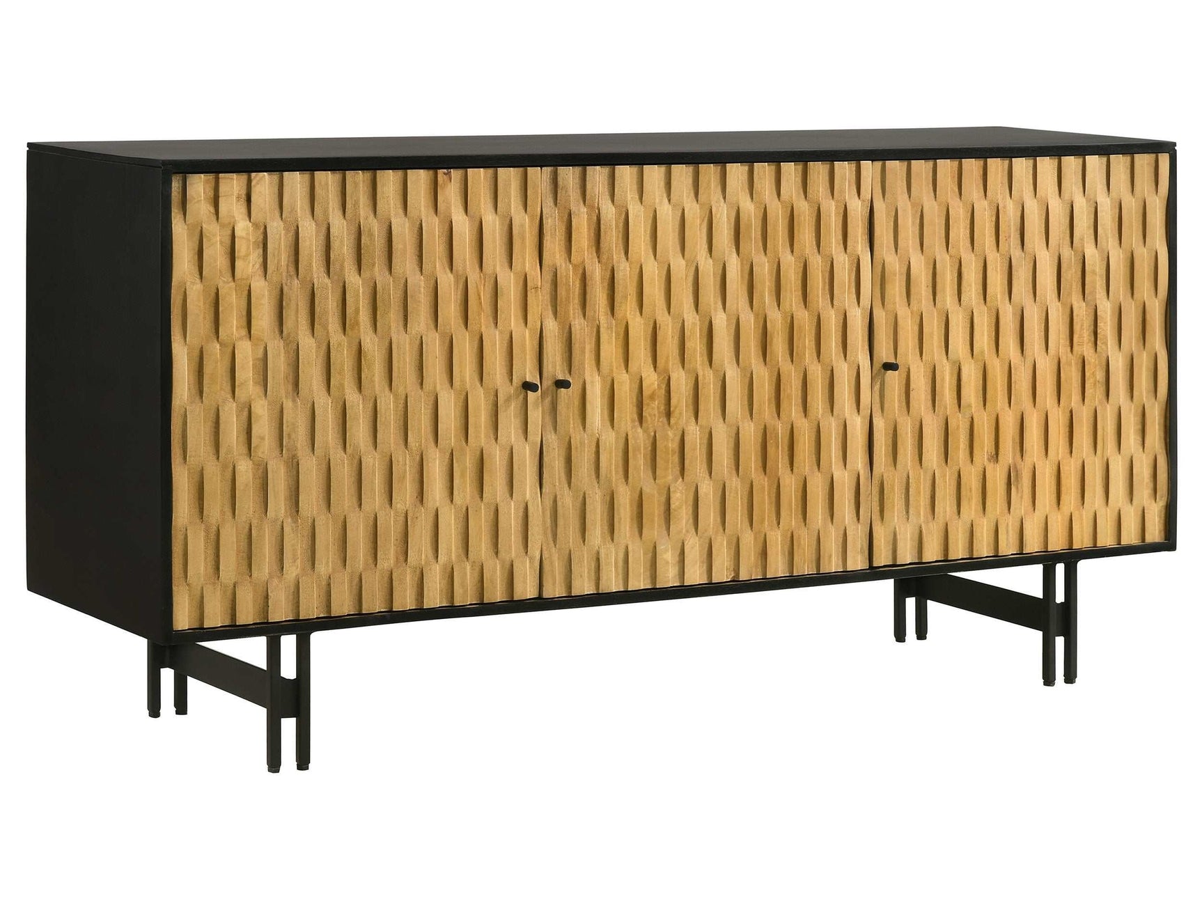 Aminah Natural / Black Accent Cabinet - Ornate Home