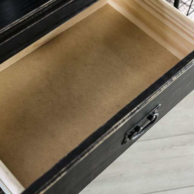 Ampelios Wire-Brushed Black Nightstand - Ornate Home