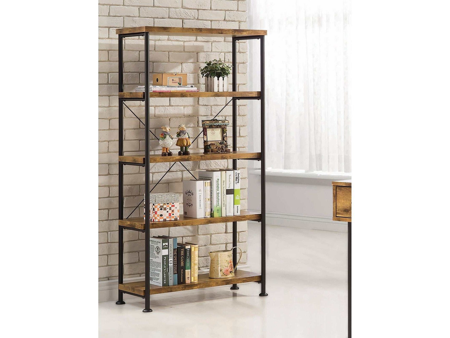 Analiese Antique Nutmeg 4Shelf Bookcase - Ornate Home