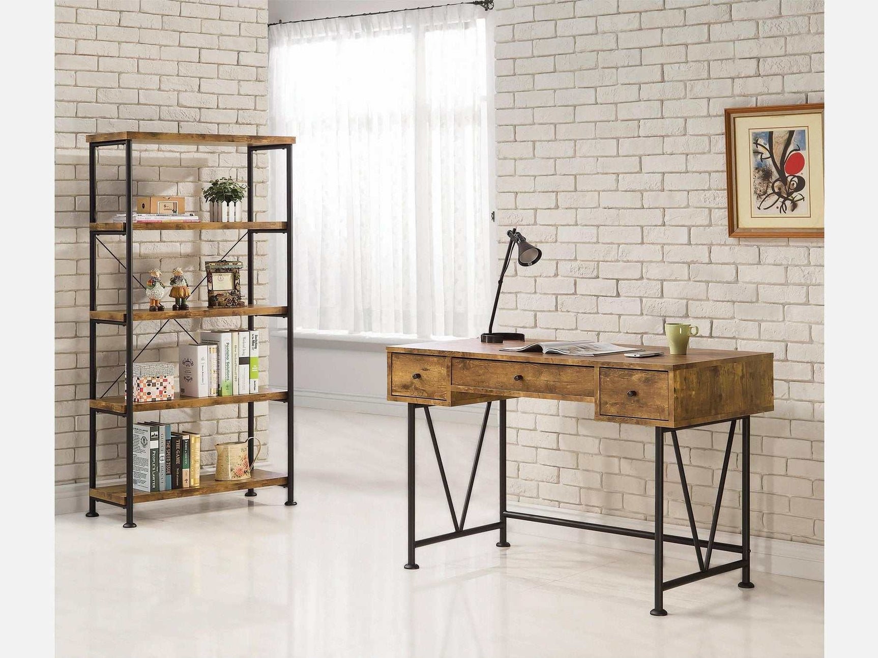 Analiese Antique Nutmeg 4Shelf Bookcase - Ornate Home