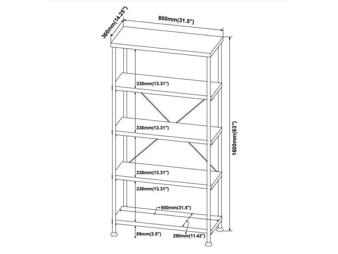 Analiese Antique Nutmeg 4Shelf Bookcase - Ornate Home
