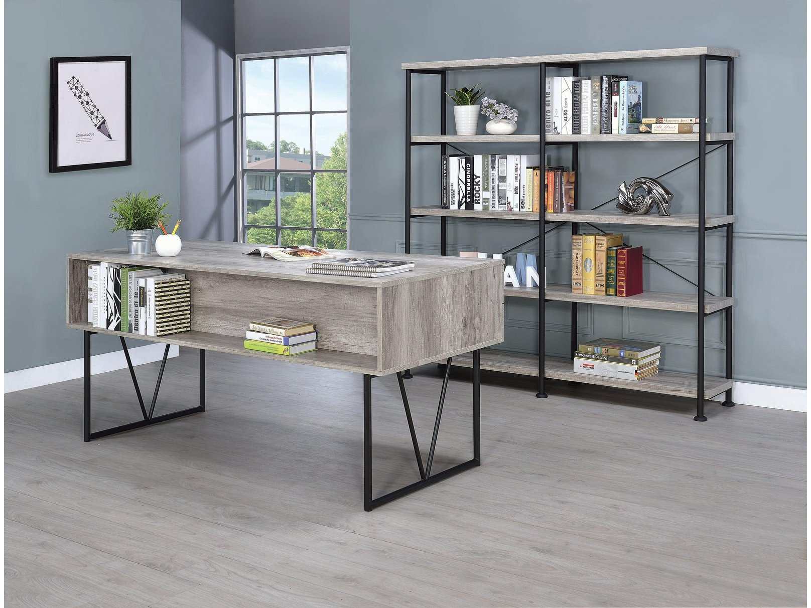 Analiese Grey Driftwood 4Shelf Open Bookcase - Ornate Home