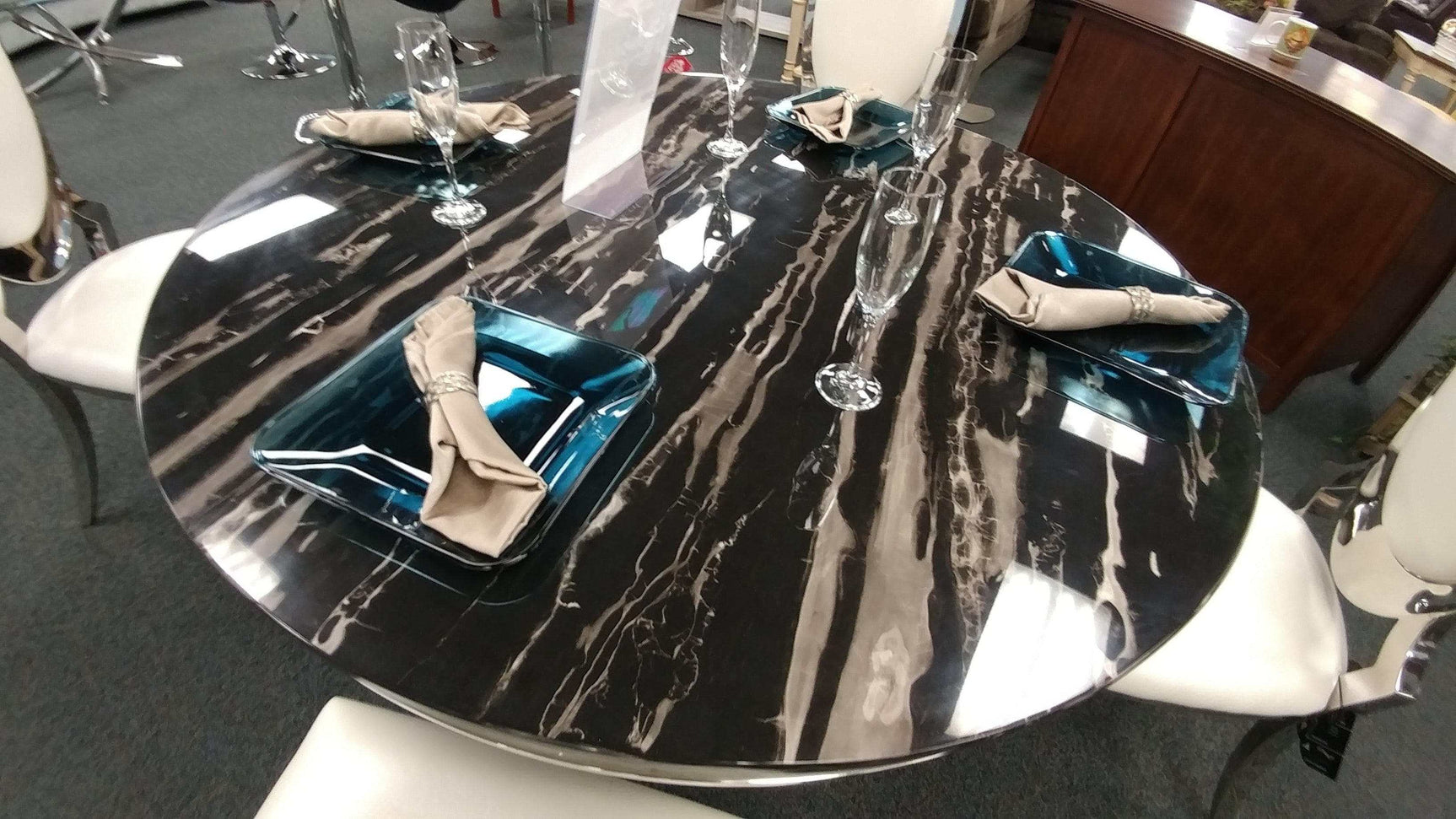 Anchorage Chrome 5pc Round Dining Set - Ornate Home