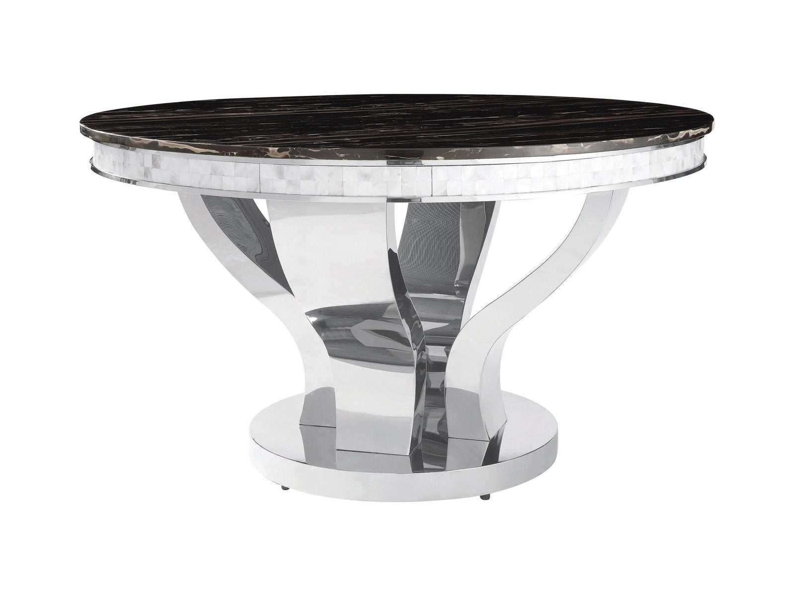 Anchorage Chrome & Black Round Dining Table - Ornate Home
