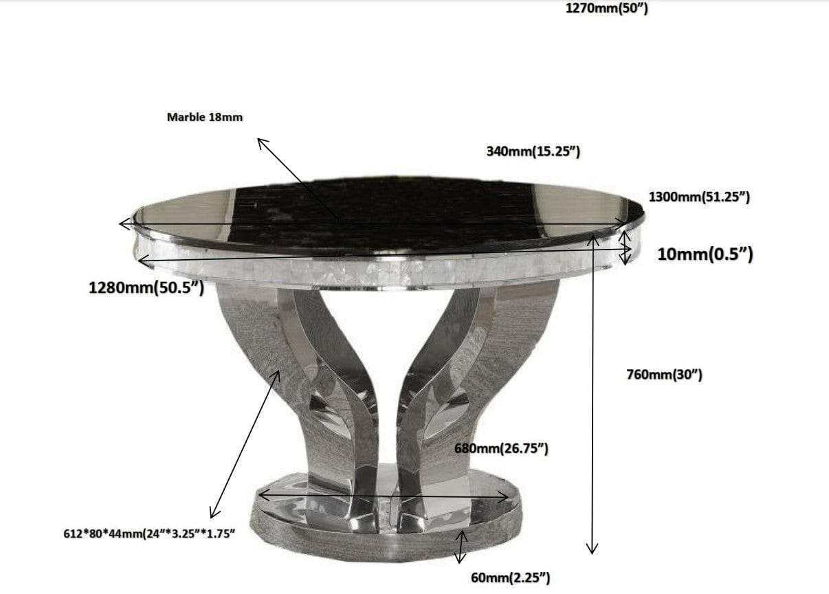 Anchorage Chrome & Black Round Dining Table - Ornate Home