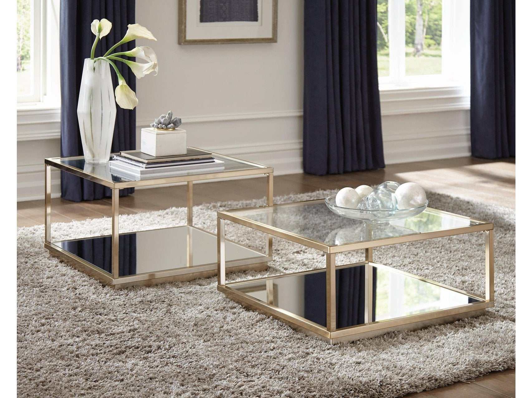 Andore Rose Brass Occasional Table (2pc) - Ornate Home