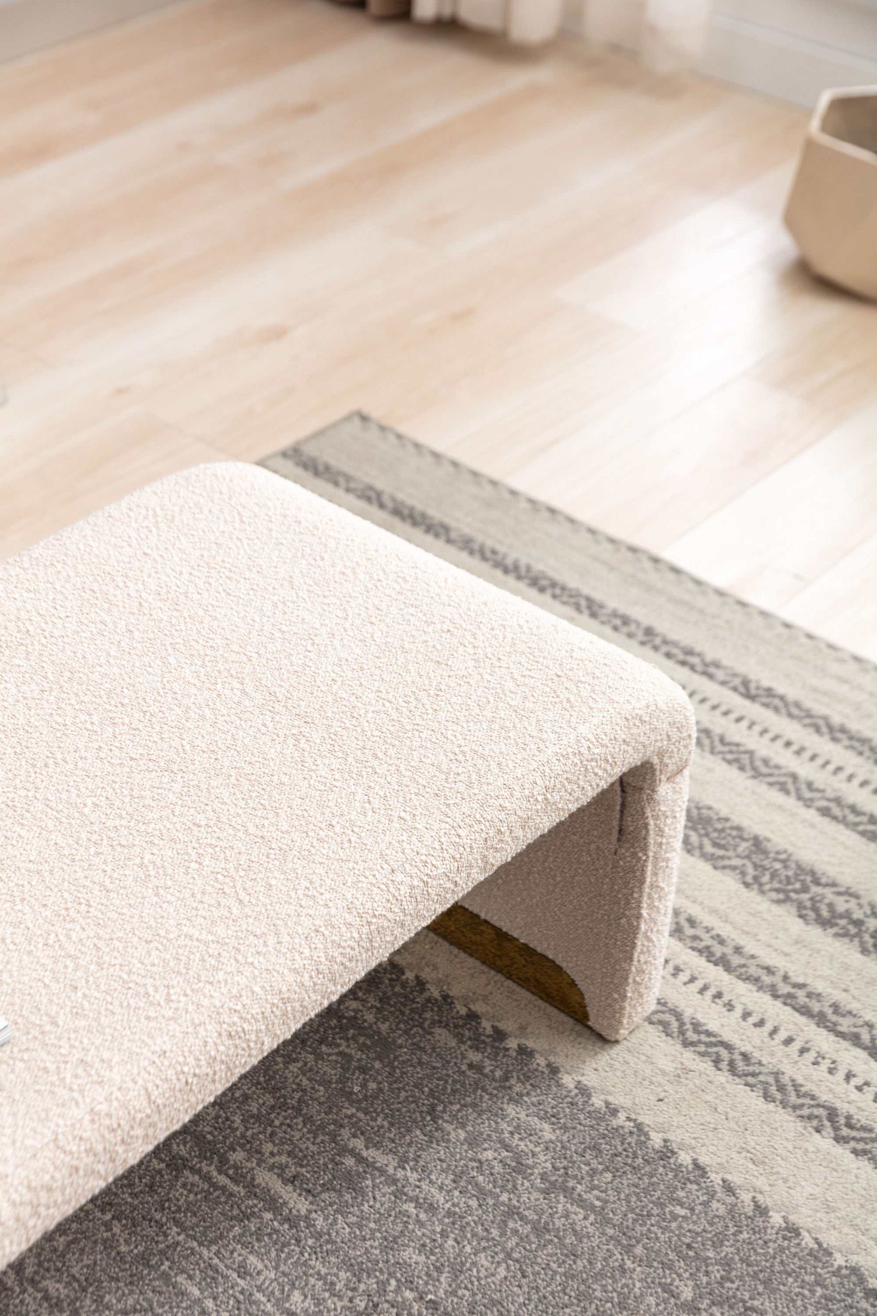 Angel Multi-Functional Beige Bench With Gold Metal Legs - Ornate Home