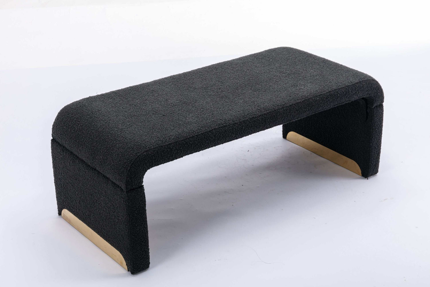 Angel Multi-Functional Black Bench With Gold Metal Legs - Ornate Home