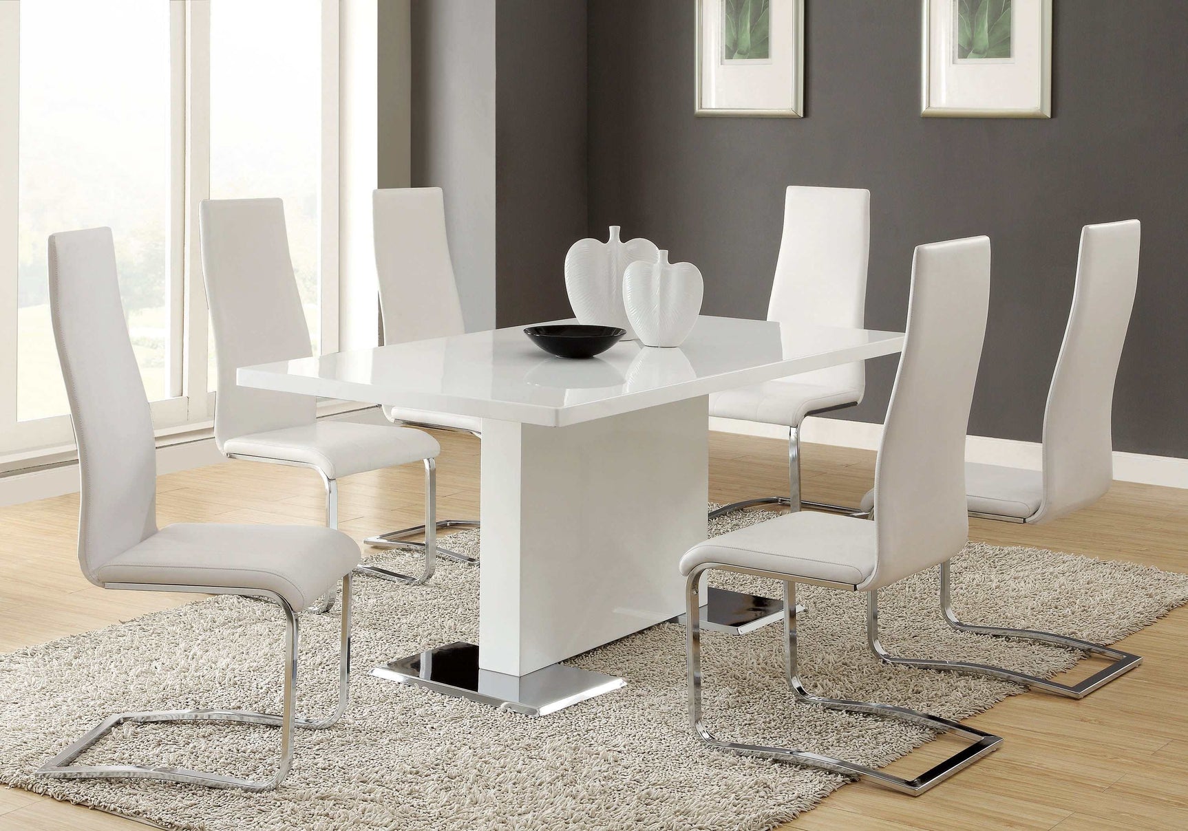 Anges Glossy White Dining Table - Ornate Home