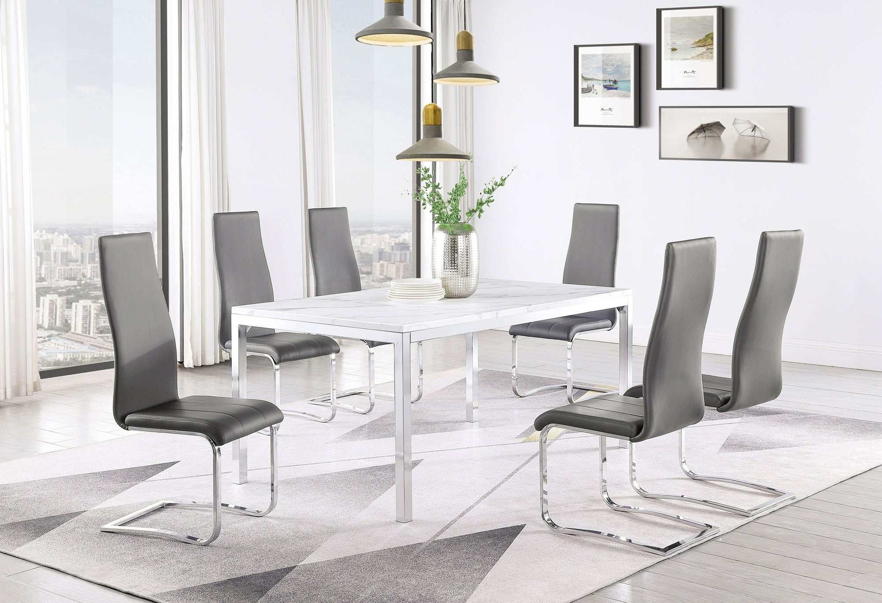 Anges Grey & Chrome Dining Chairs (Set of 4) - Ornate Home