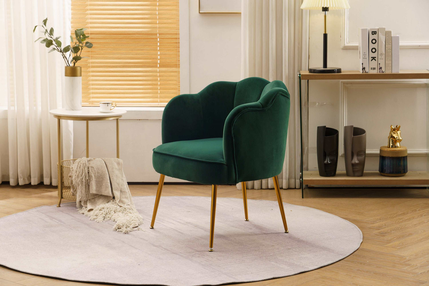 Annadel Teddy Dark Green Velvet Accent Chair w/ Gold Legs - Ornate Home