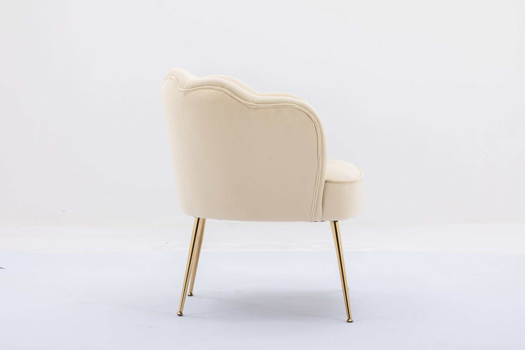 Annadel Teddy Velvet Creme White Accent Chair w/ Gold Legs - Ornate Home