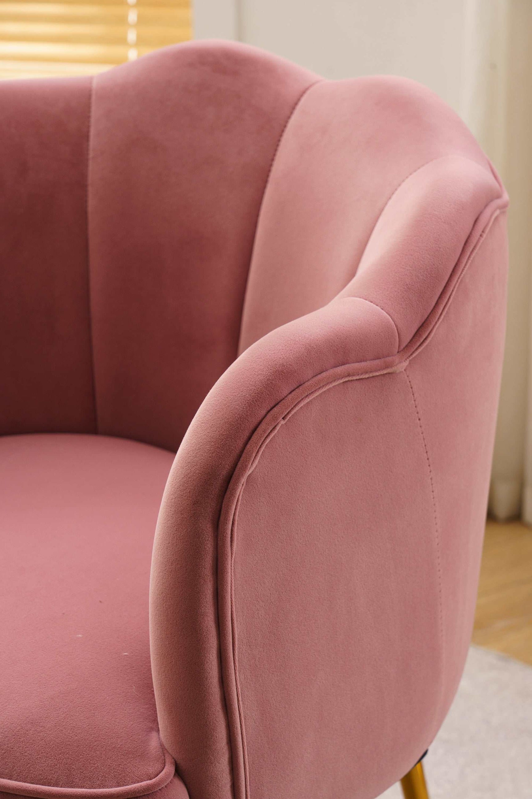Annadel Teddy Velvet Pink Accent Chair w/ Gold Legs - Ornate Home